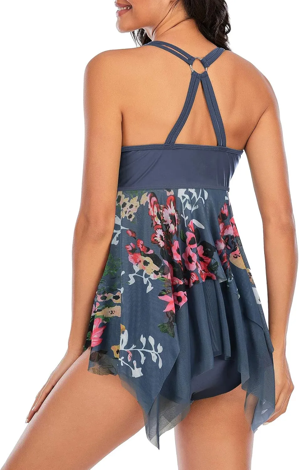 Century Star 2025 Womens Tankini Swimsuits Tummy Control 2 Piece Tankini Bathing Suit Dress with Shorts Modest Swimwear