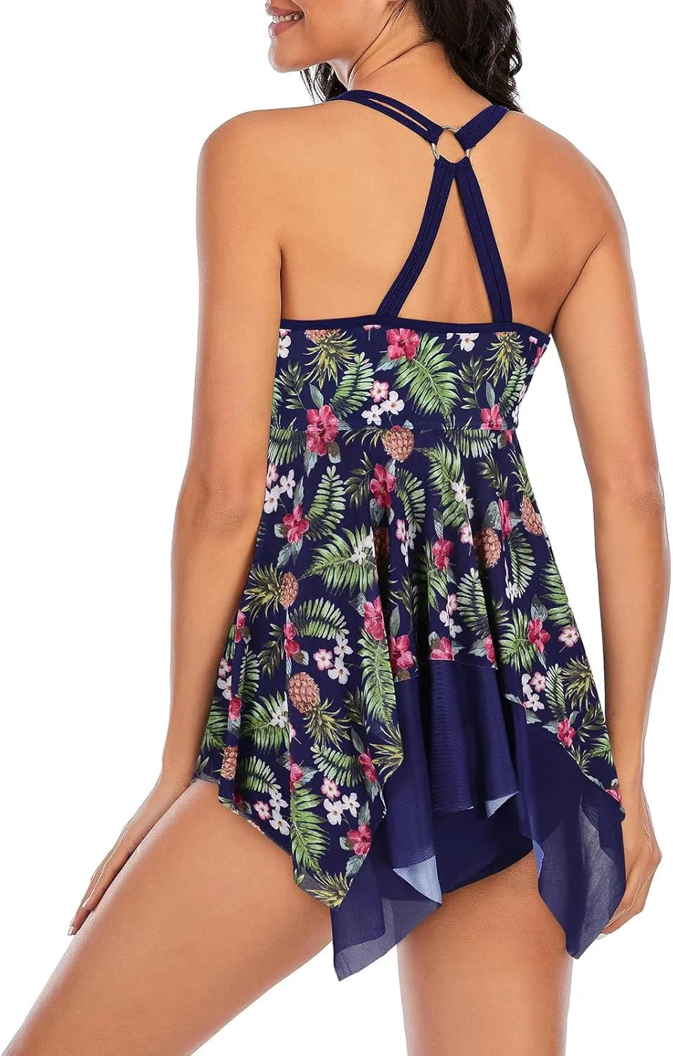 Century Star 2025 Womens Tankini Swimsuits Tummy Control 2 Piece Tankini Bathing Suit Dress with Shorts Modest Swimwear