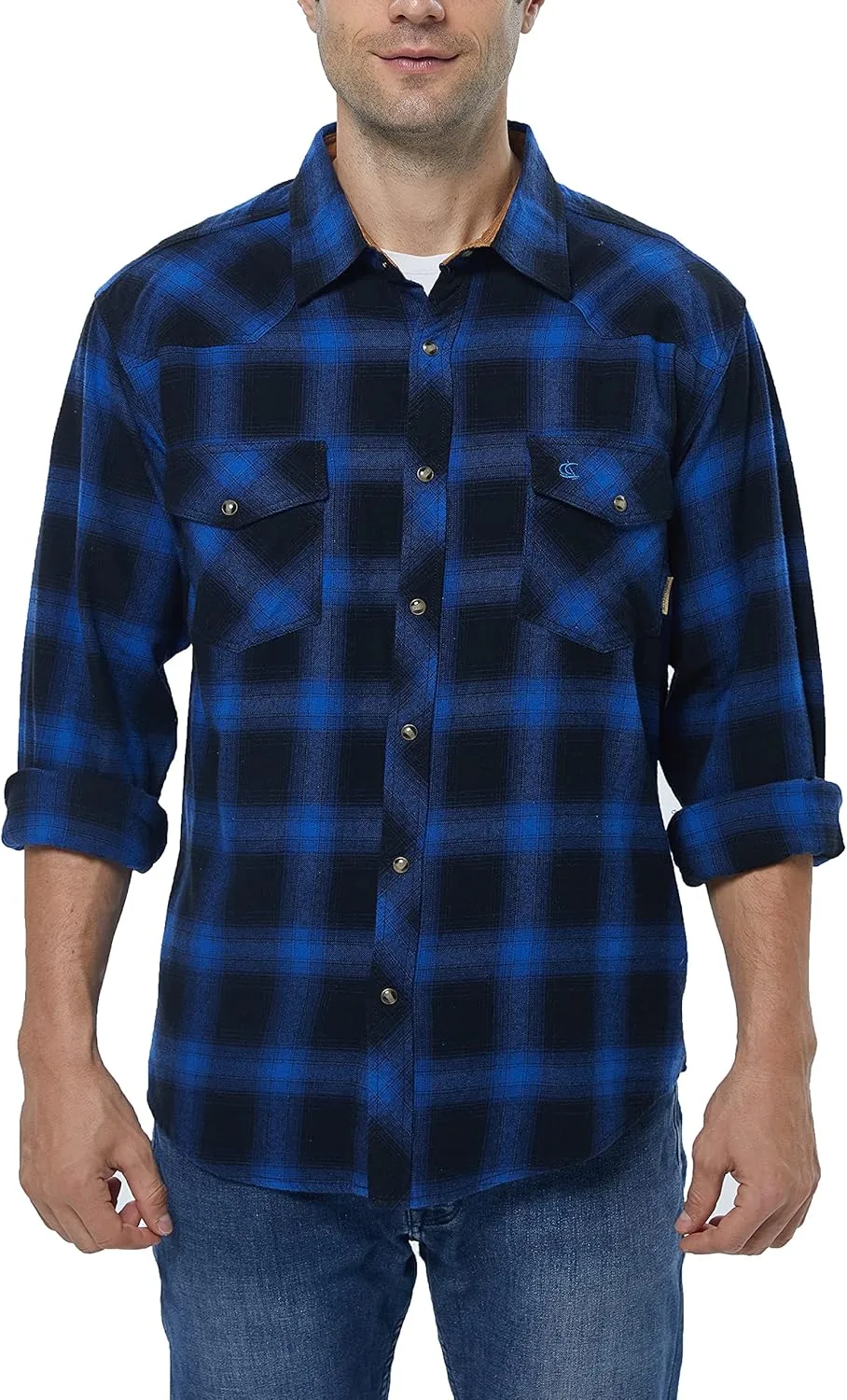 COEVALS CLUB Men's Flannel Shirts Long Sleeve Western Snap Casual Plaid Work Shirts