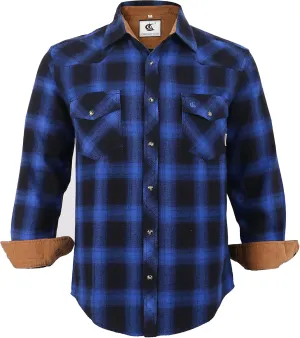 COEVALS CLUB Men's Flannel Shirts Long Sleeve Western Snap Casual Plaid Work Shirts