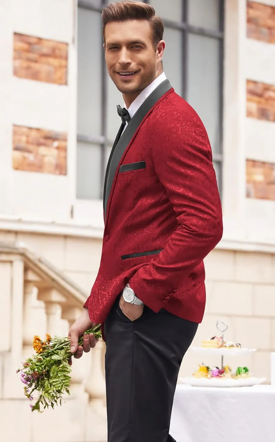 COOFANDY Men's Floral Tuxedo Suit Jacket Slim Fit Dinner Jacket Party Prom Wedding Blazer Jackets