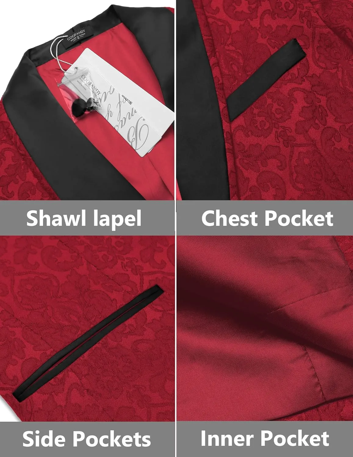 COOFANDY Men's Floral Tuxedo Suit Jacket Slim Fit Dinner Jacket Party Prom Wedding Blazer Jackets