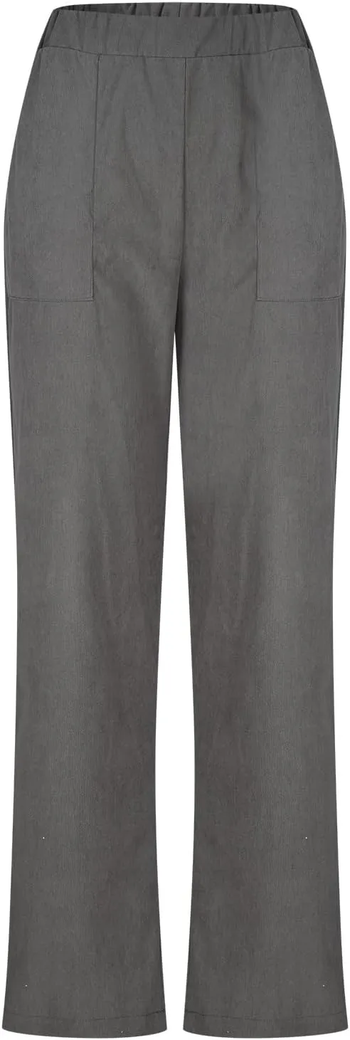 Corduroy Pants for Women 2024 Pull On Straight Leg Slacks Elastic High Waist Trousers Soft Comfy Casual Pants