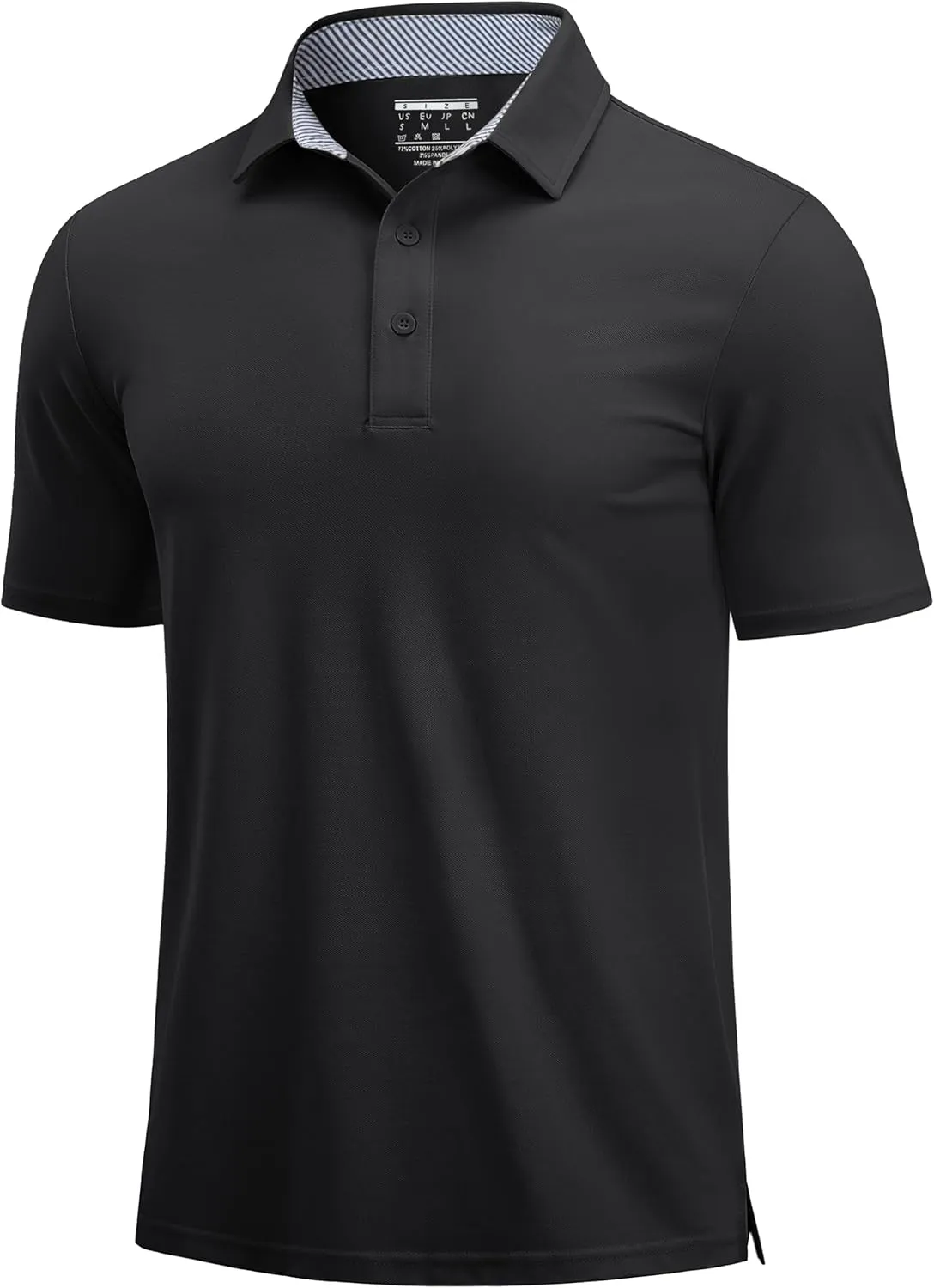 Cotrasen Men's Polo Shirts Short Sleeve Cotton Pique 3 Buttons Golf Shirts Classic Fit Casual Performance T-Shirt