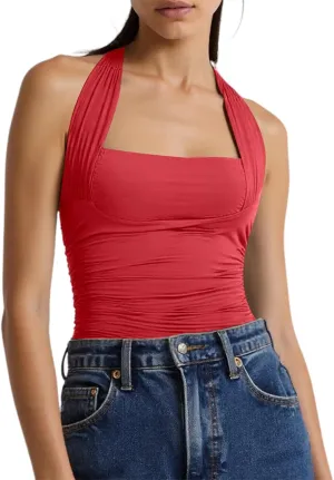 Crop Tops for Women, Summer Tops for Teens Cute Square Neck SLIN Fit Y2k Tank Top Sexy Club Going Out Tees Shirts