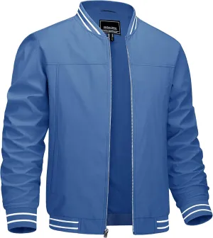 CRYSULLY Men's Bomber Jacket Fall Lightweight Casual Windbreaker Full Zip Coats Jackets