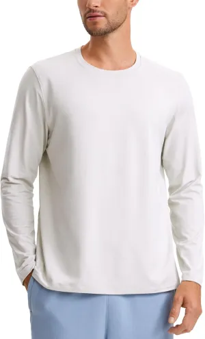 CRZ YOGA Cloud Jersey Mens Long Sleeve Shirts Breathable Casual Workout Crewneck T-Shirts Soft Basic Tops