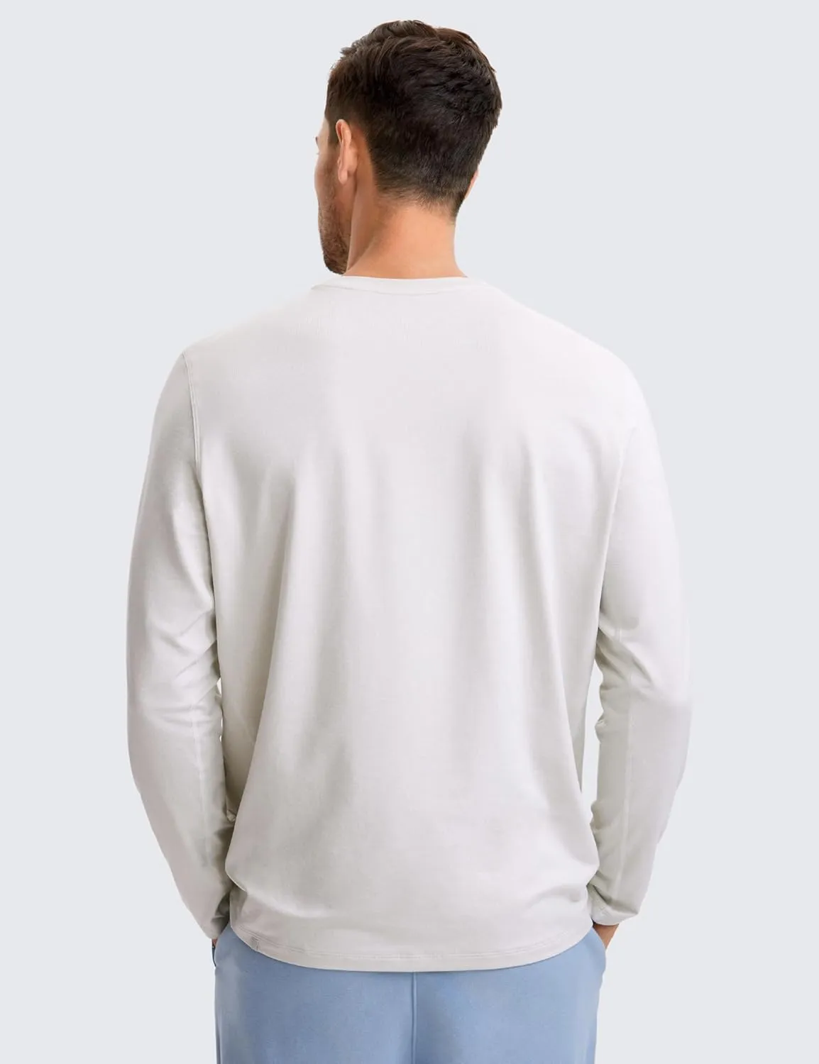 CRZ YOGA Cloud Jersey Mens Long Sleeve Shirts Breathable Casual Workout Crewneck T-Shirts Soft Basic Tops