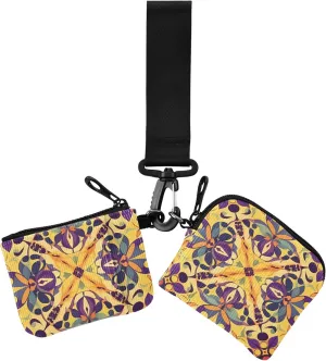 Decorative Painting Women's Coin Purses Card Cases Slim Portable Wristlet Wallet Key Holder with Zipper Pocket for Ladies Girls 2 Packs