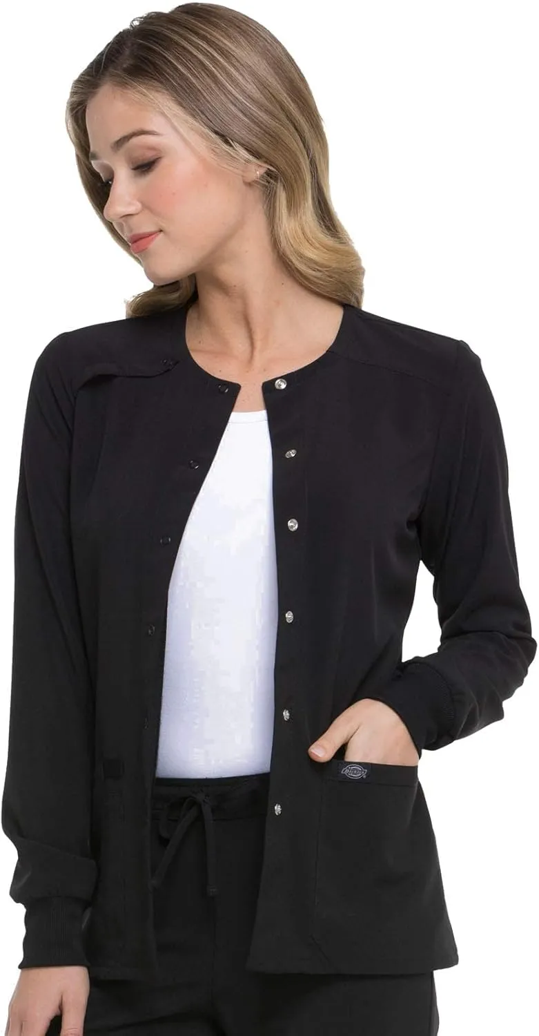 Dickies Scrub Jackets for Woman Snap Front Warm-up Jacket with 2 Pockets - DK305