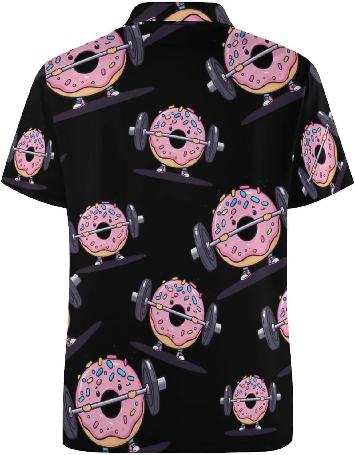 Donut Weightlifting Strength Training Mens Polo Shirts Quick Dry Short Sleeve T-shirts Slim Tennis Collared Tees Tops