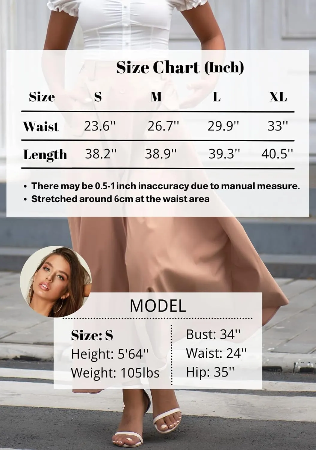 DREFBUFY Women's Maxi Skirt High Waist Elegant Pleated Flowy Slit Skirts with Pockets