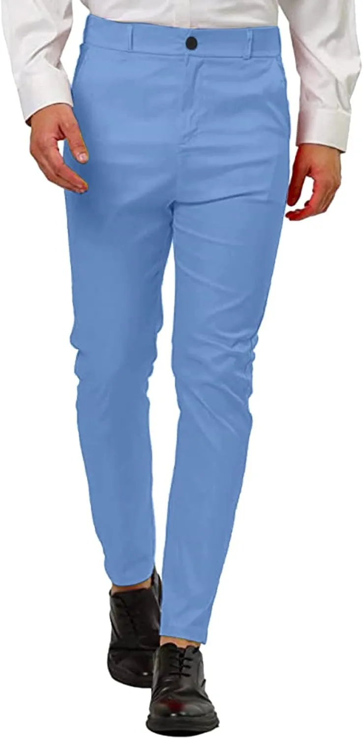 Dress Pants for Men Slim Fit Tapered Flat Front Suit Trousers Casual Skinny Stretch Business Clothes