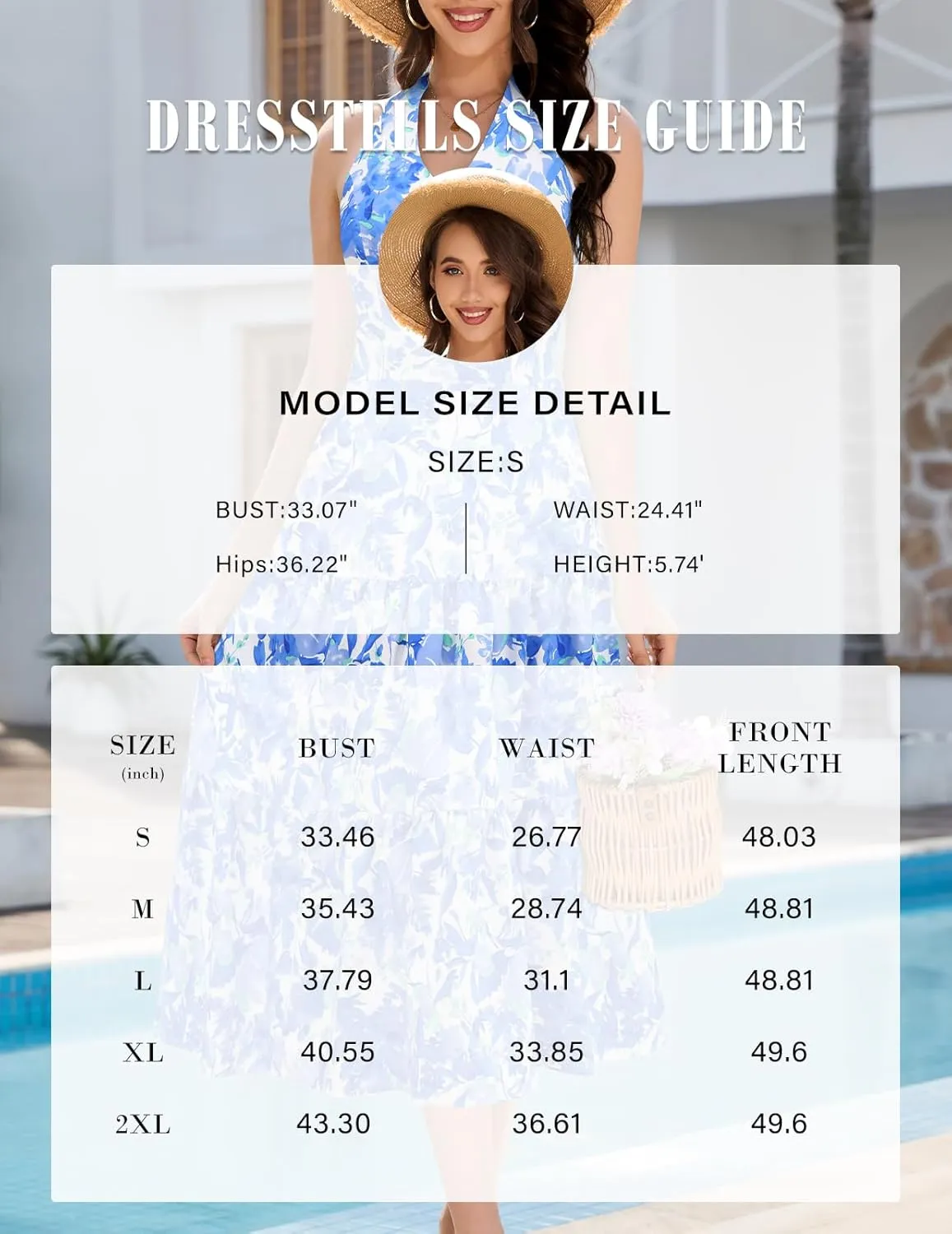 DRESSTELLS Women's Summer Floral Dresses Maxi Boho Casual Halter Neck Spring Vintage Flowy Beach Long Sundress