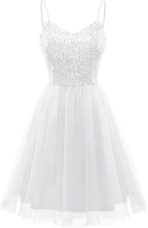 Dressystar Women's Sparkly Sequin Glitter Dress Spaghetti Strap Cocktail Party Dresses