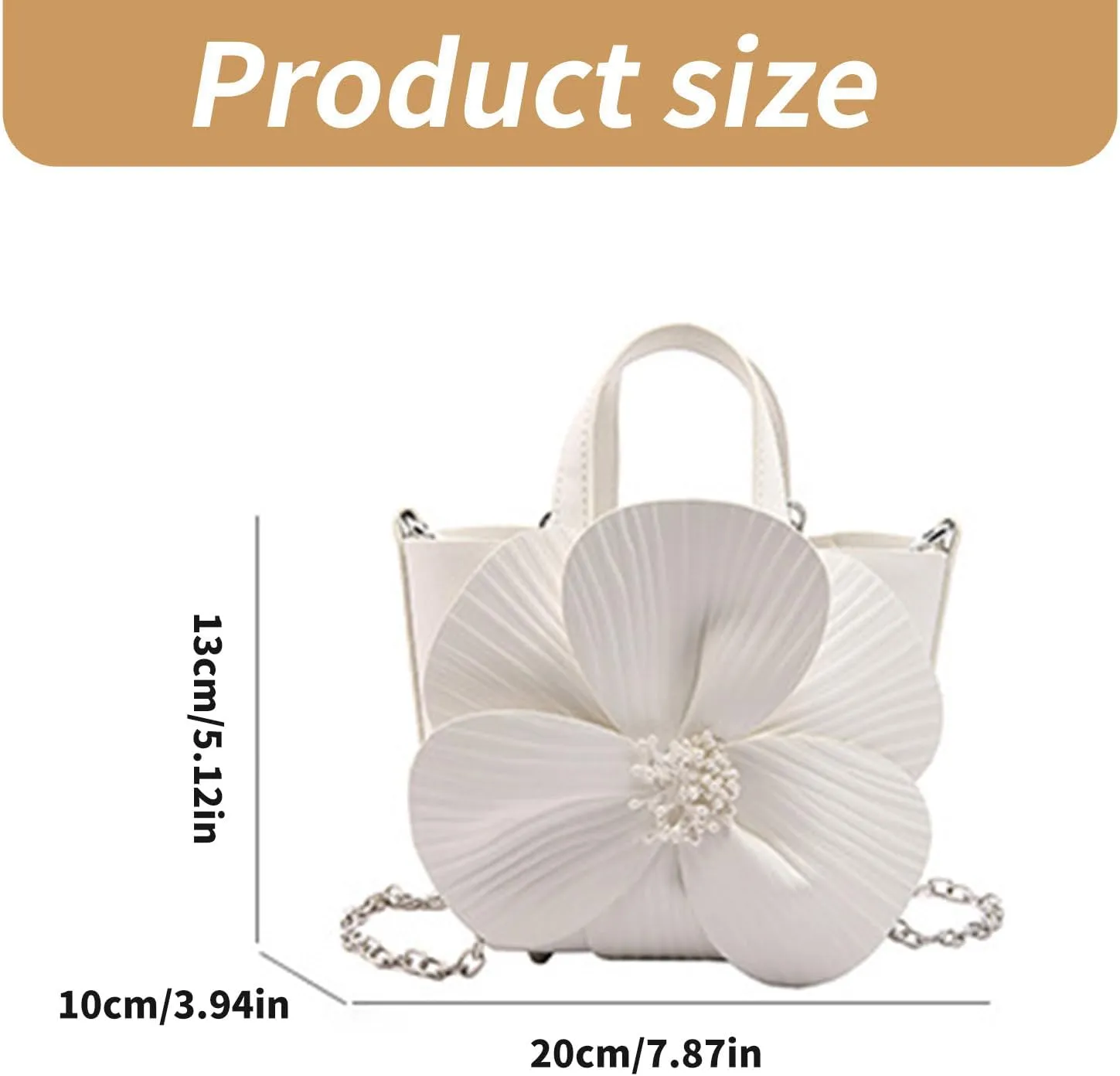 Elegant PU Leather Floral Purse Small Bucket Bag with Chain Strap for Women Evening Party Crossbody Shoulder Handbag