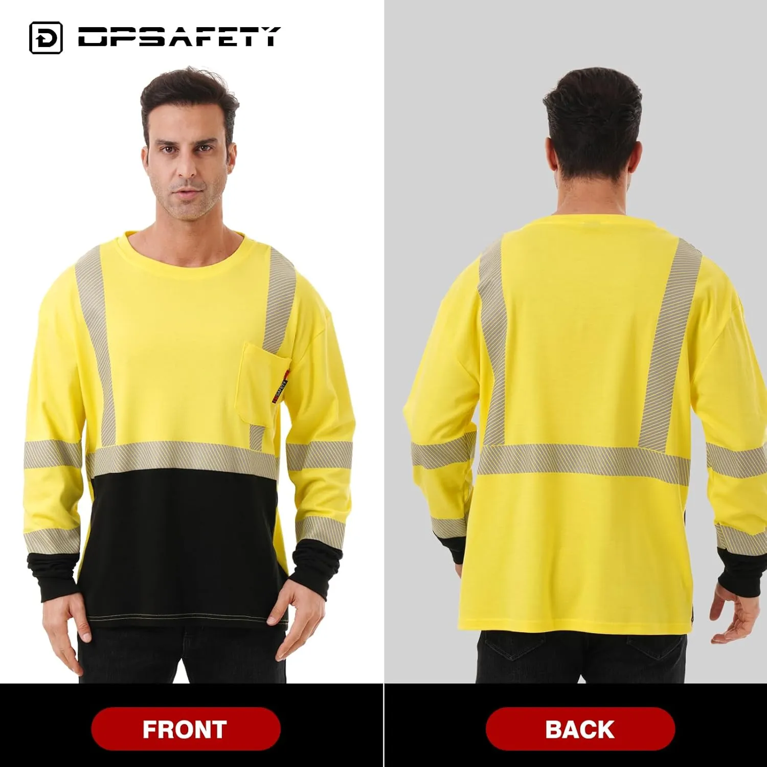 FR Shirt 6 oz 100% Cotton Hi Vis Flame Resistant Shirts for Men,Welding Shirt CAT2 Long-Sleeved Shirts