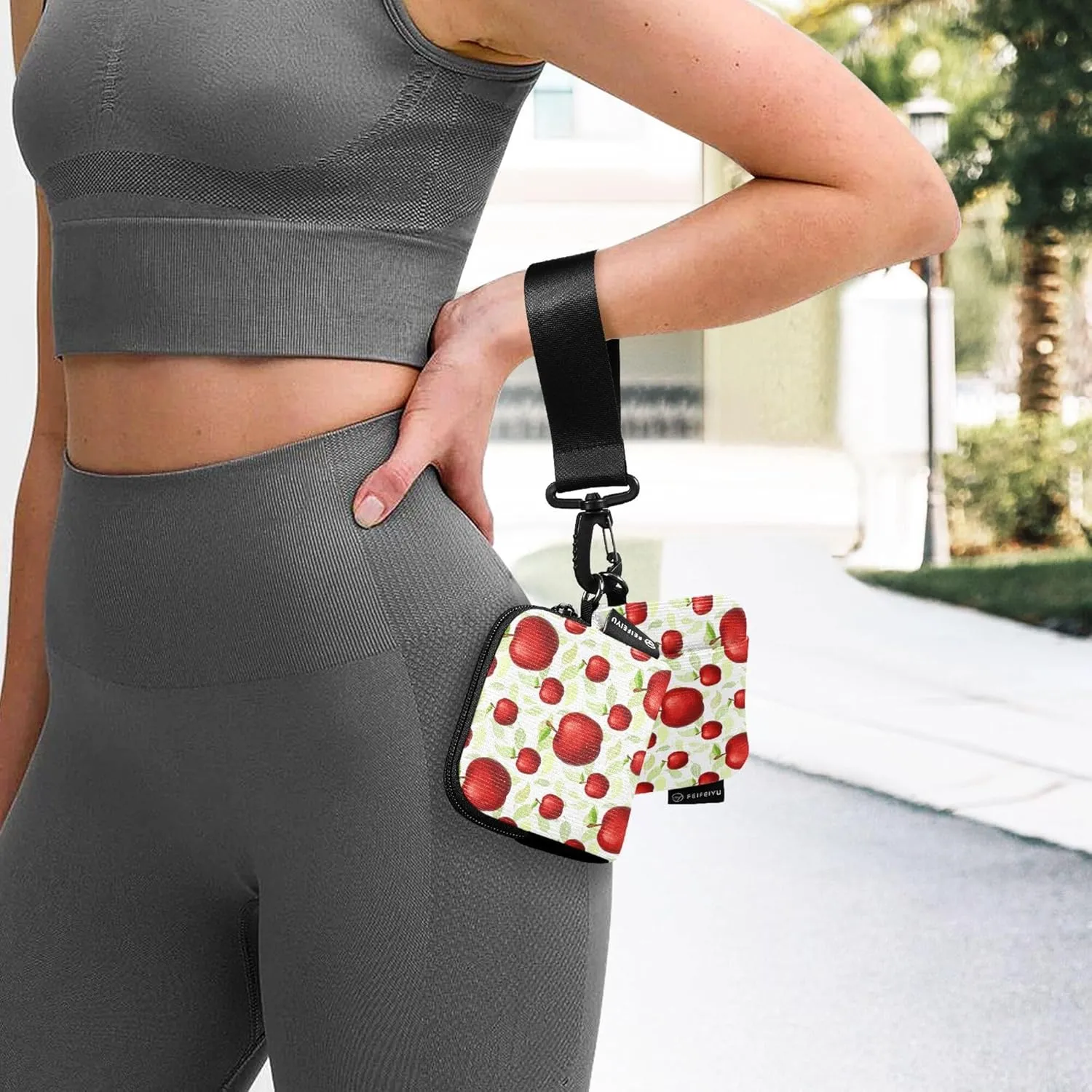 Fruit Apples Women's Card Cases Change Holder Small Portable Card Money Holder with Wristle Strap for Men Women 2 Pcs