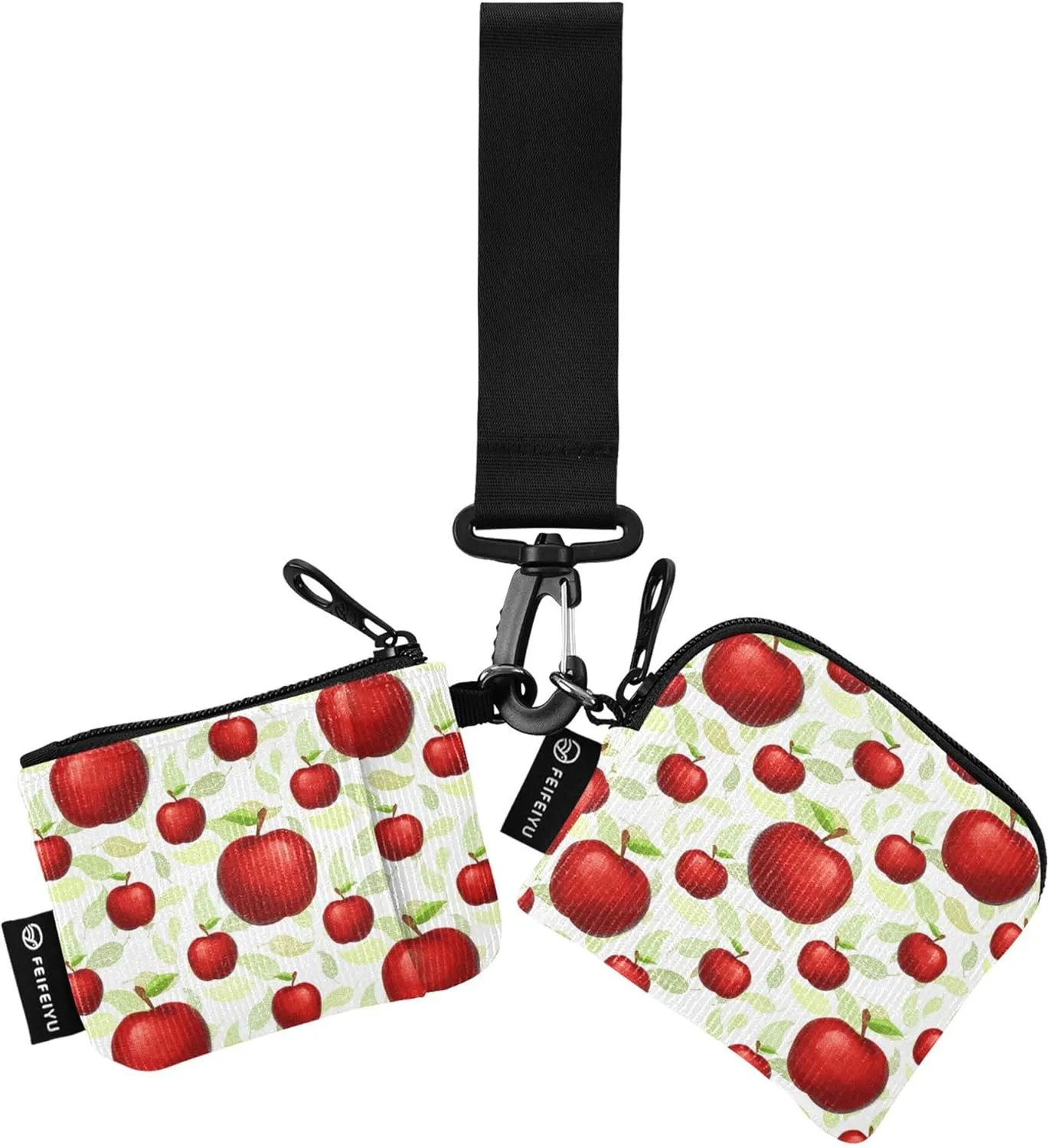 Fruit Apples Women's Card Cases Change Holder Small Portable Card Money Holder with Wristle Strap for Men Women 2 Pcs