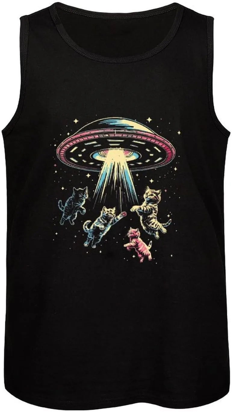 Funny Cats Mens Tank Top Cotton Undershirt Crewneck Sleeveless Shirt for Summer