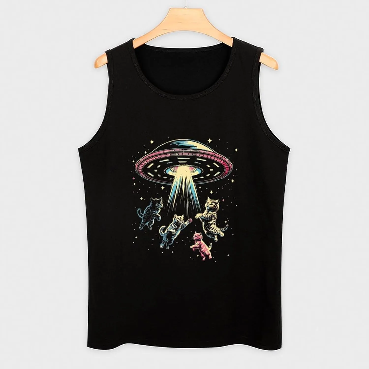Funny Cats Mens Tank Top Cotton Undershirt Crewneck Sleeveless Shirt for Summer