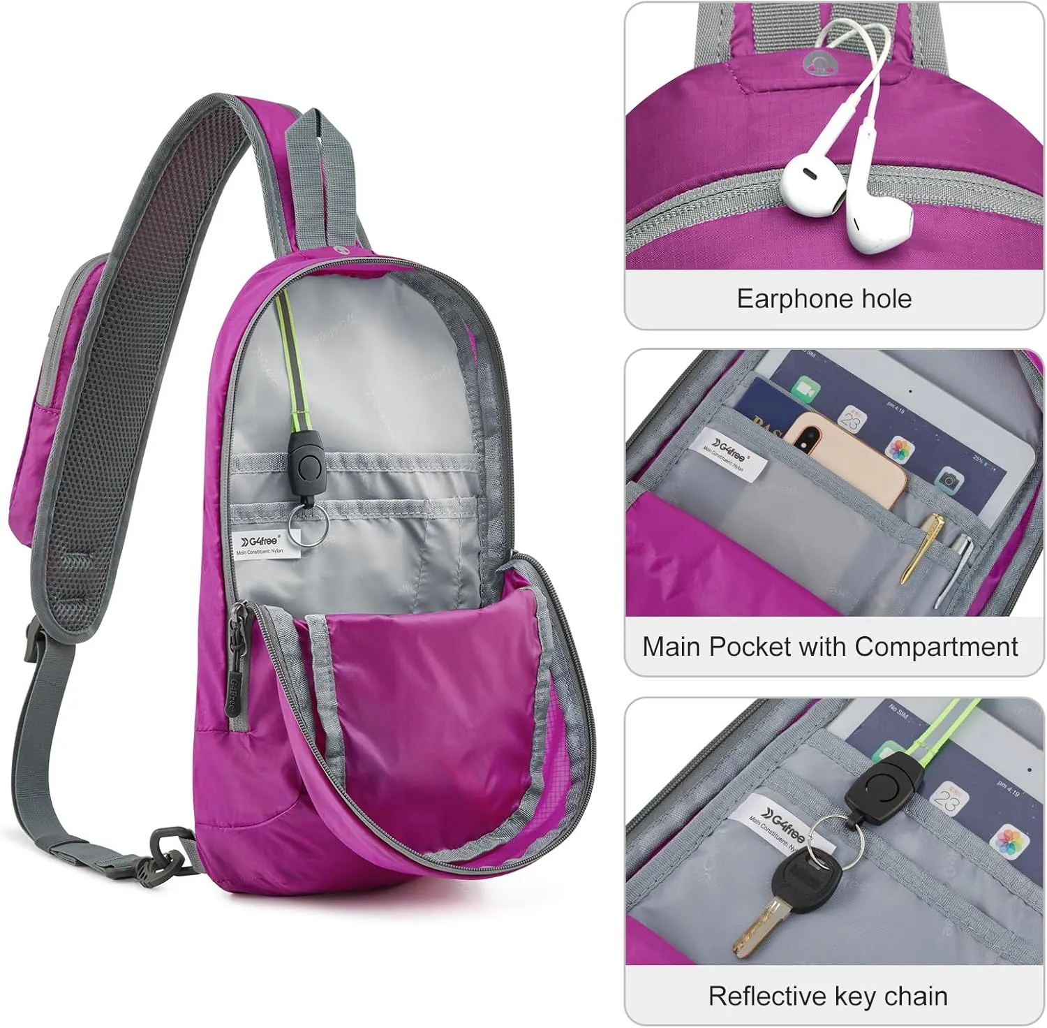 G4Free Sling Bag RFID Blocking Crossbody Backpack with Front Pocket Hiking Daypack Chest Bag for Women Men