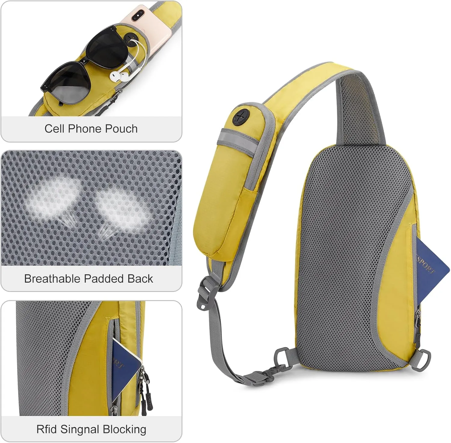 G4Free Sling Bag RFID Blocking Crossbody Backpack with Front Pocket Hiking Daypack Chest Bag for Women Men