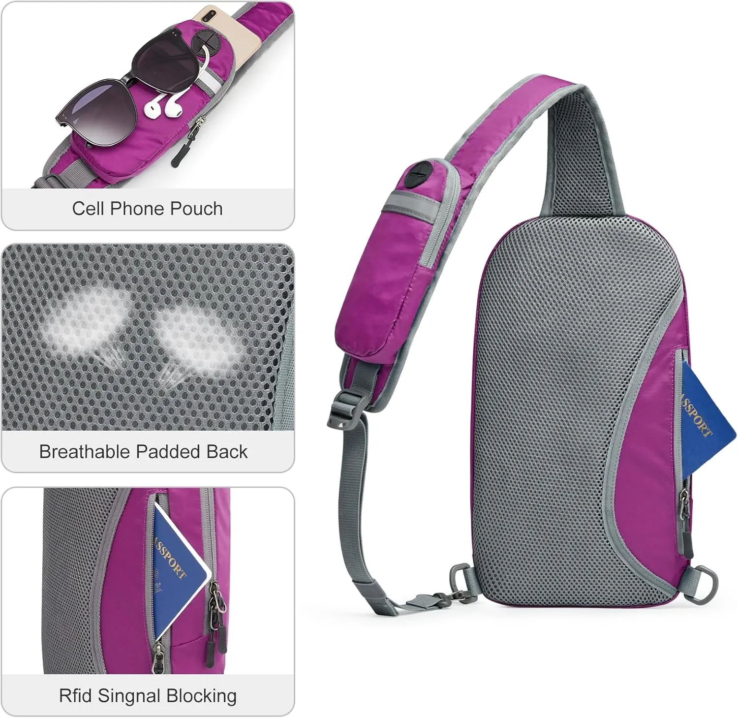 G4Free Sling Bag RFID Blocking Crossbody Backpack with Front Pocket Hiking Daypack Chest Bag for Women Men