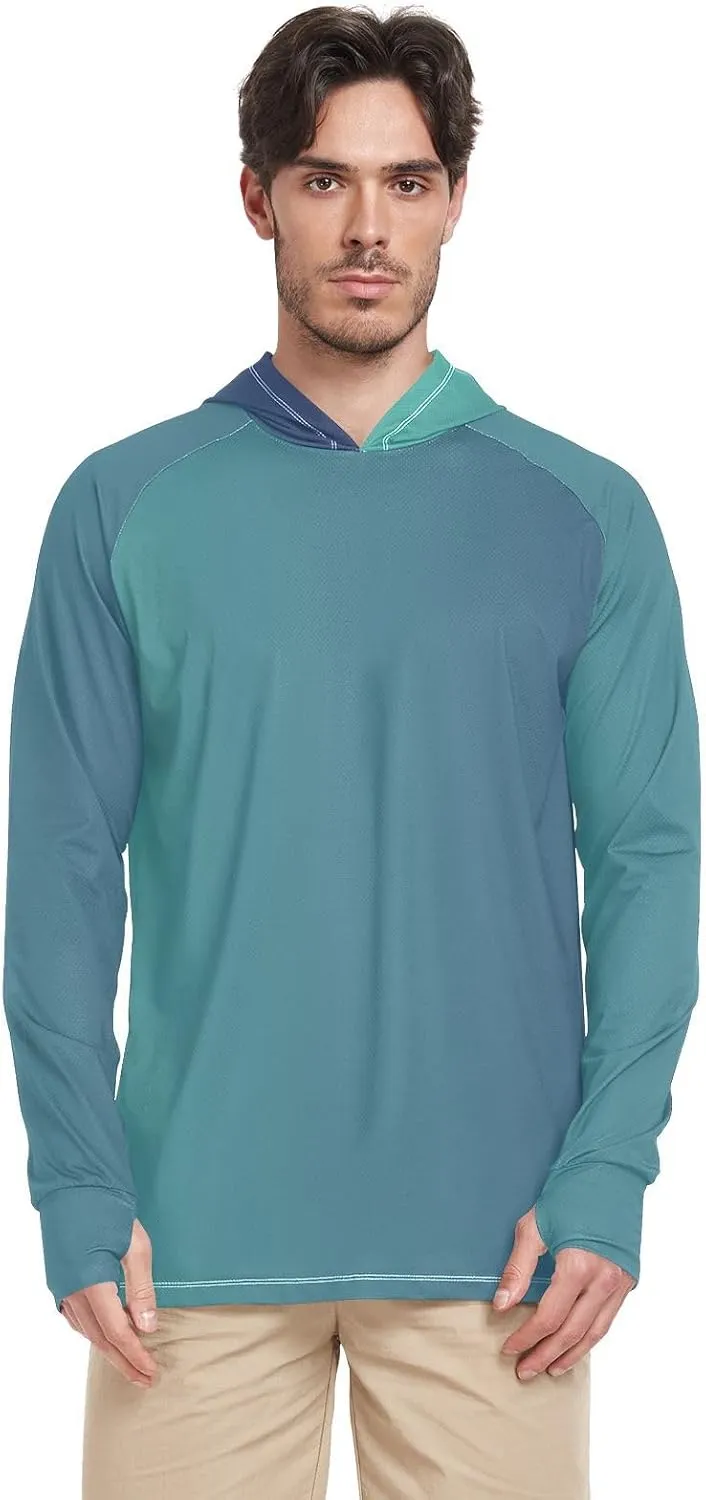 GAIGEO SPF Shirts for Men Long Sleeve, Quick Dry Shirts for Men for Hiking, Fishing, Outdoor Activities Malachite