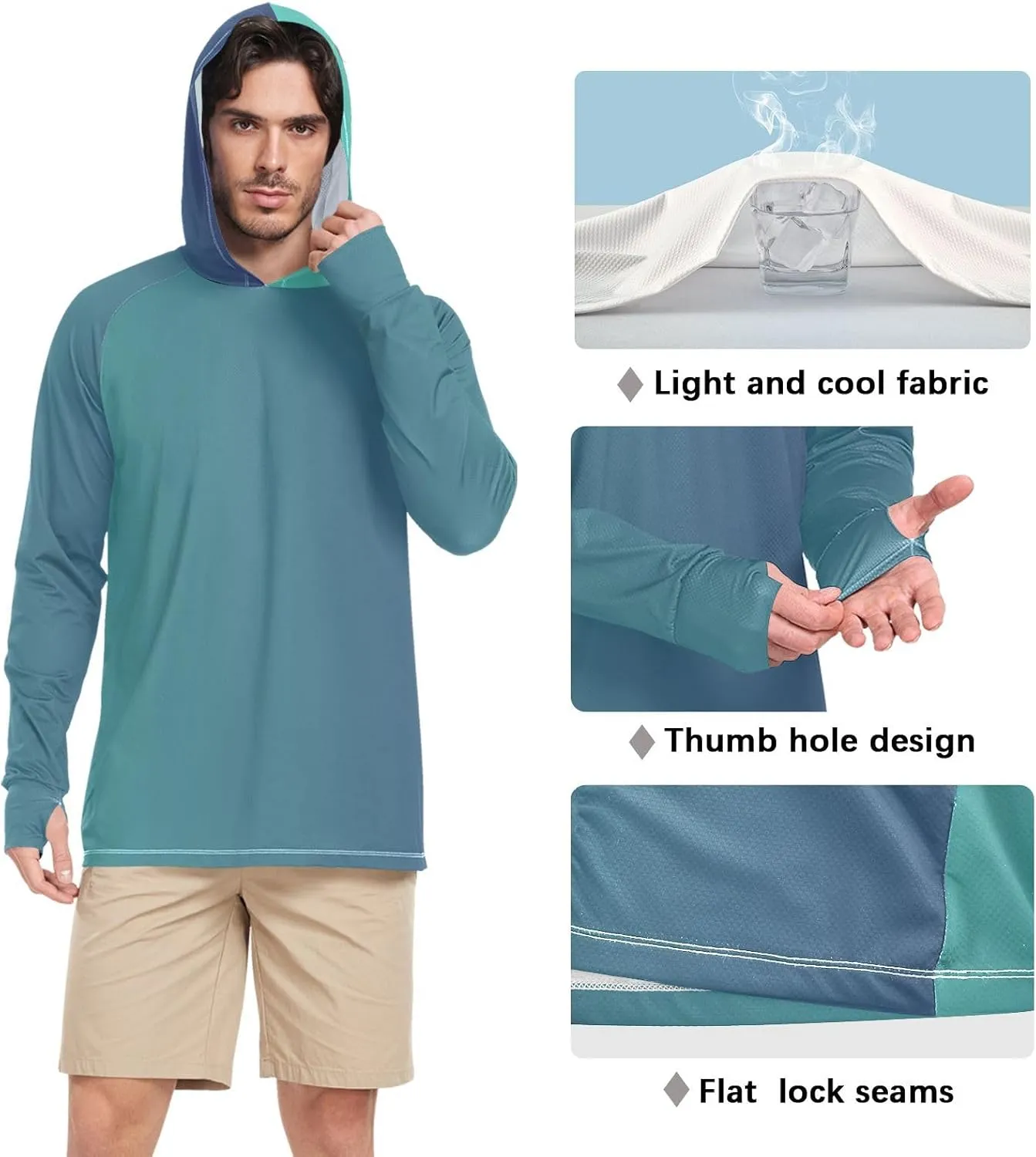 GAIGEO SPF Shirts for Men Long Sleeve, Quick Dry Shirts for Men for Hiking, Fishing, Outdoor Activities Malachite