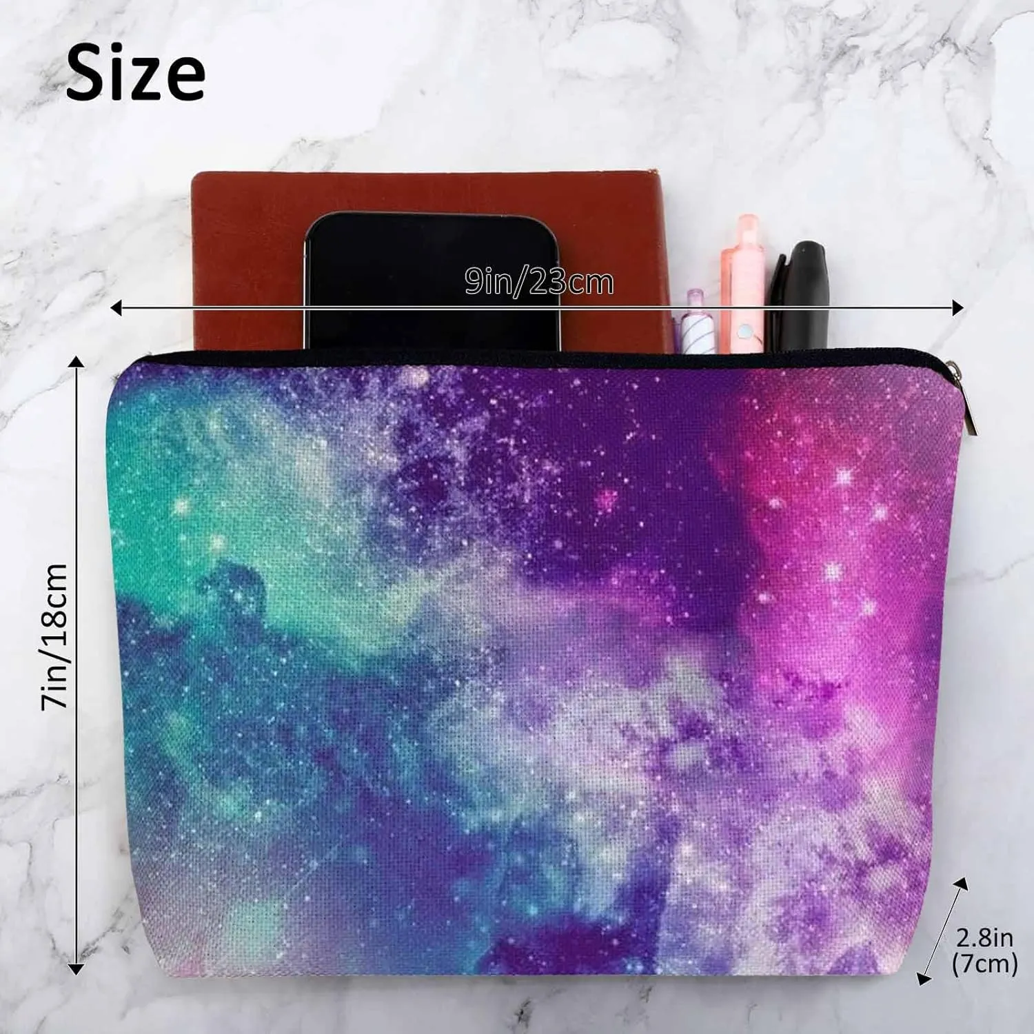 Galaxy Space Makeup Bags Makeup Organizer Cosmic Nebula Universe Space Galaxy Flax Toiletry Bags Travel Cosmetic Bag Makeup Purse Pouch Skincare Bag Wallet Bags For Women Mom Pink Purple