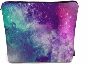 Galaxy Space Makeup Bags Makeup Organizer Cosmic Nebula Universe Space Galaxy Flax Toiletry Bags Travel Cosmetic Bag Makeup Purse Pouch Skincare Bag Wallet Bags For Women Mom Pink Purple