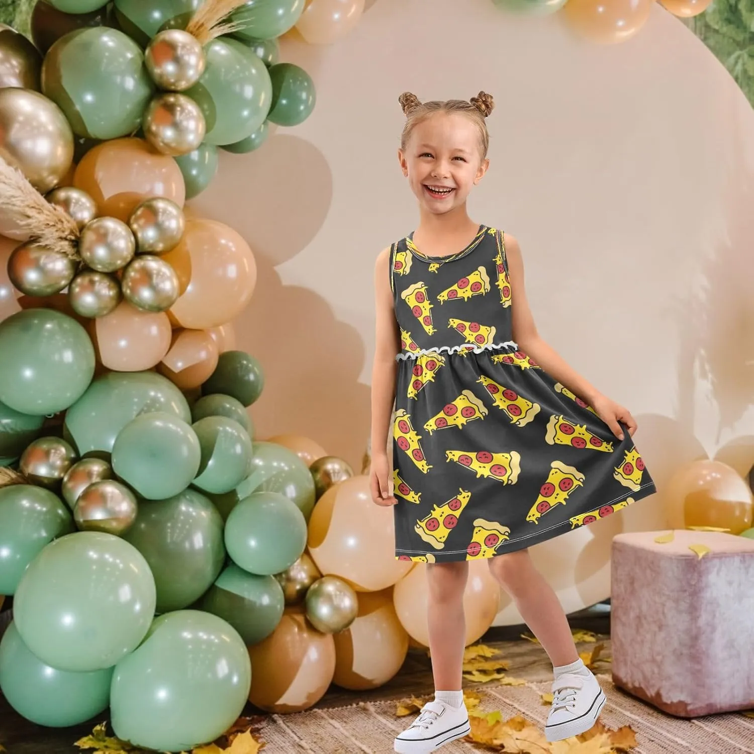 Girls Summer Dress Toddler Girls Sleeveless Dress Cotton Kids Casual Sundress Teens Party Dresses 2-8 Years