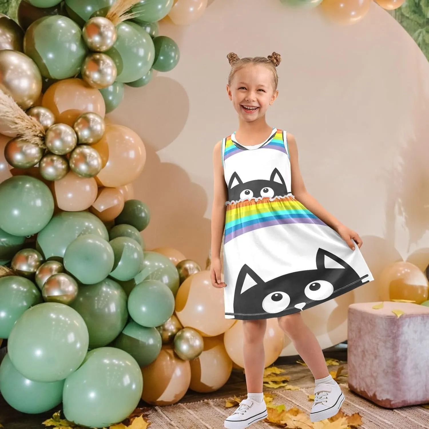 Girls Summer Dress Toddler Girls Sleeveless Dress Cotton Kids Casual Sundress Teens Party Dresses 2-8 Years