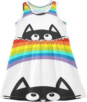 Girls Summer Dress Toddler Girls Sleeveless Dress Cotton Kids Casual Sundress Teens Party Dresses 2-8 Years
