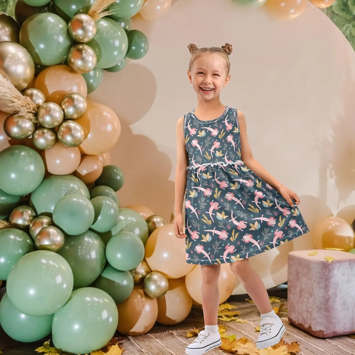 Girls Summer Dress Toddler Girls Sleeveless Dress Cotton Kids Casual Sundress Teens Party Dresses 2-8 Years