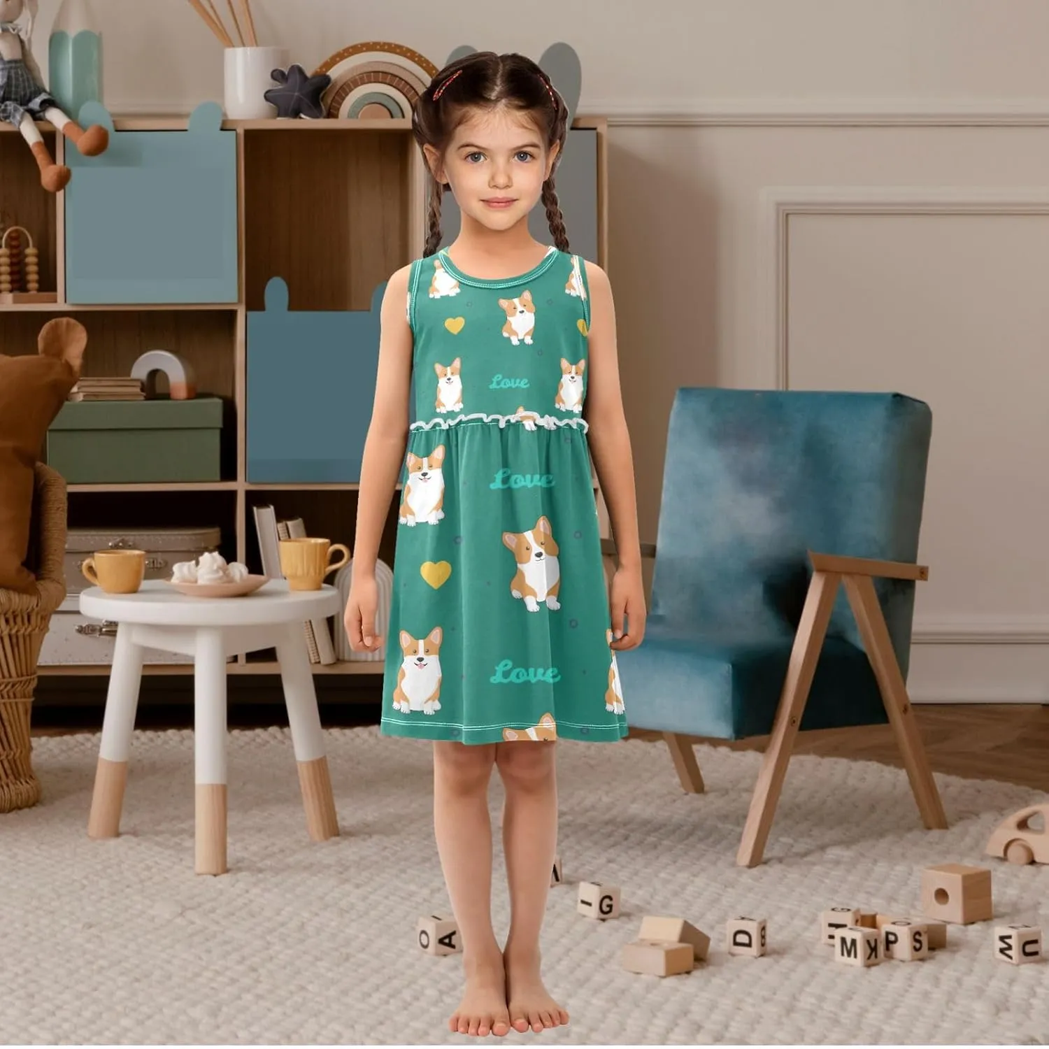 Girls Summer Dress Toddler Girls Sleeveless Dress Cotton Kids Casual Sundress Teens Party Dresses 2-8 Years