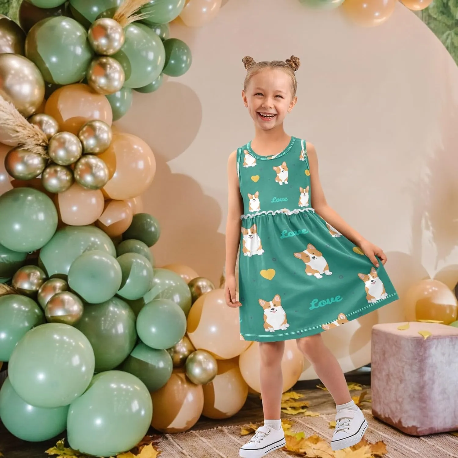 Girls Summer Dress Toddler Girls Sleeveless Dress Cotton Kids Casual Sundress Teens Party Dresses 2-8 Years