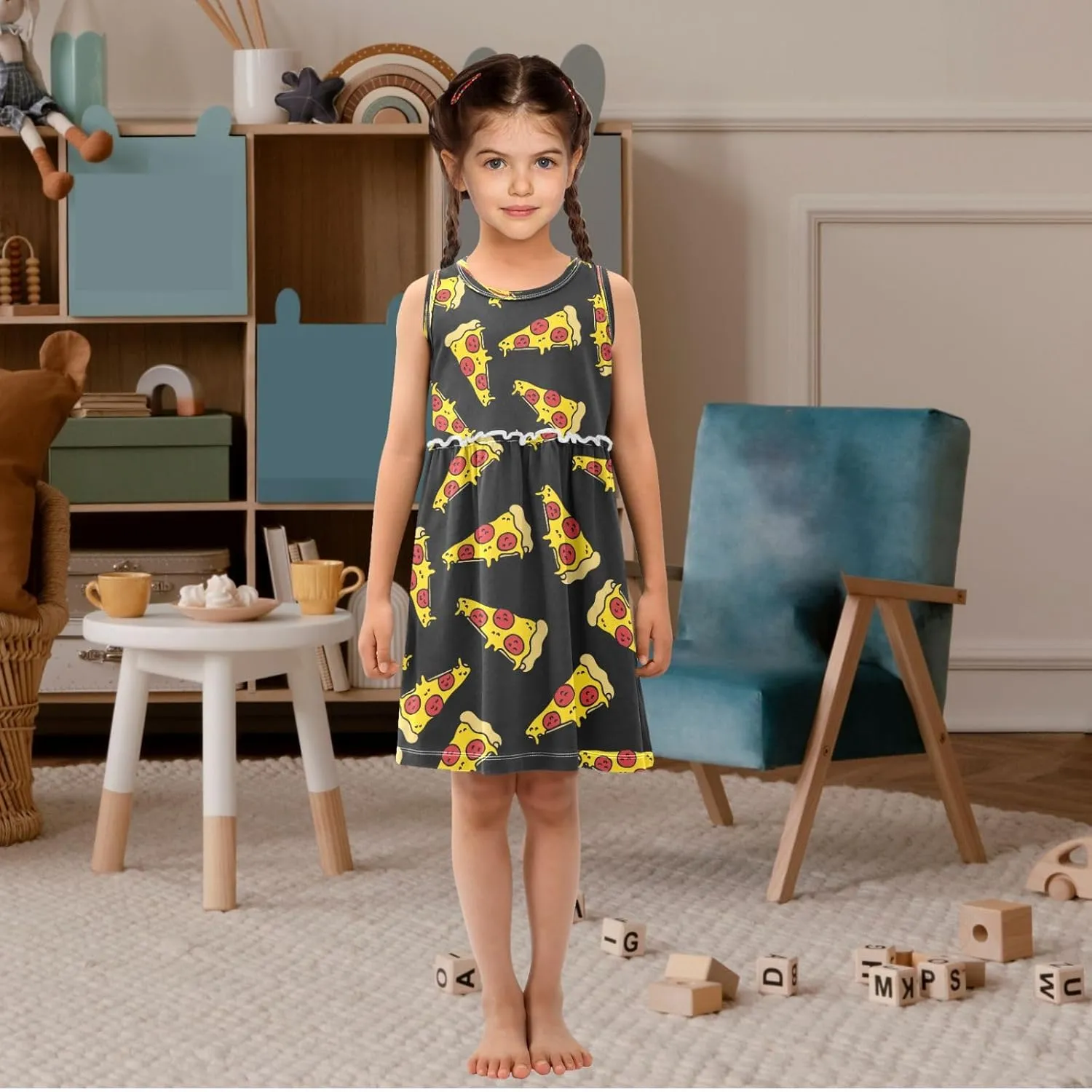 Girls Summer Dress Toddler Girls Sleeveless Dress Cotton Kids Casual Sundress Teens Party Dresses 2-8 Years