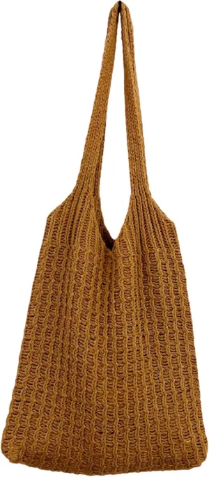 Grunge Knitted Tote Bag Y2K Fairycore Shoulder Bag Aesthetic Hobo Bag Indie Crossbody Bag Alt Purse Accessories