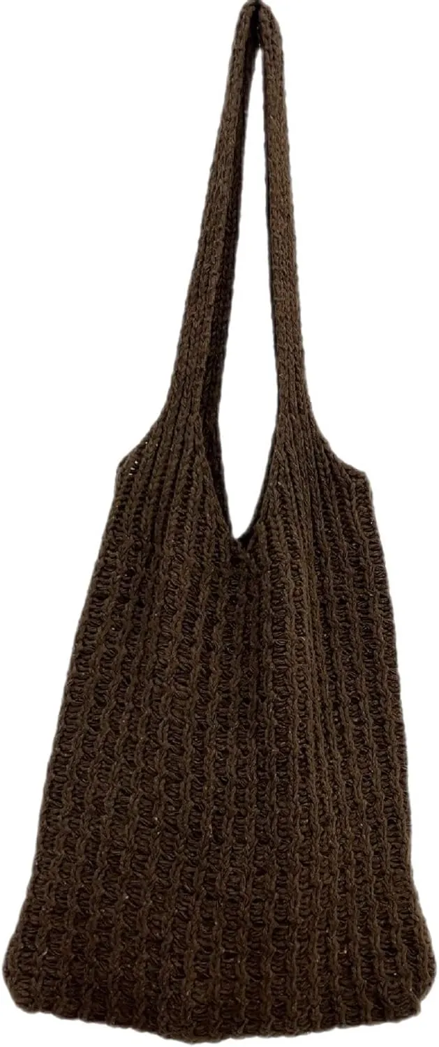 Grunge Knitted Tote Bag Y2K Fairycore Shoulder Bag Aesthetic Hobo Bag Indie Crossbody Bag Alt Purse Accessories