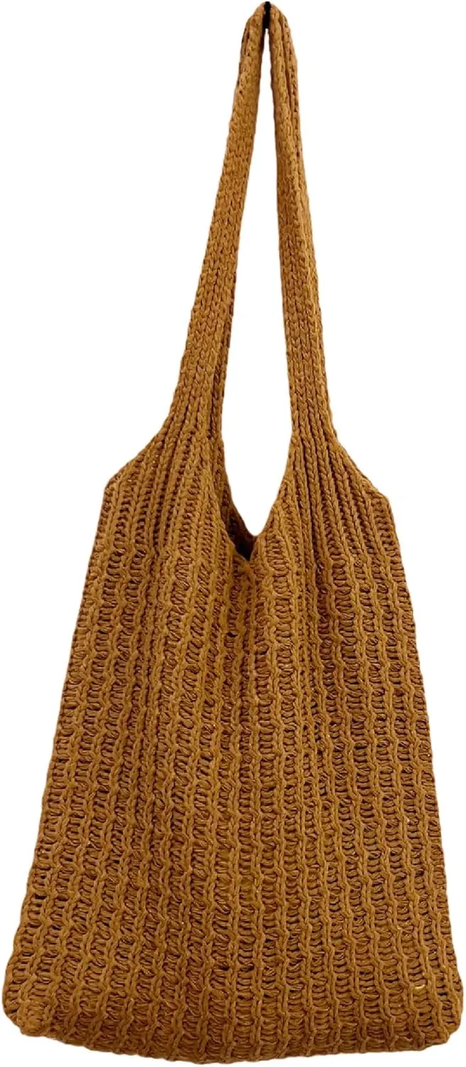 Grunge Knitted Tote Bag Y2K Fairycore Shoulder Bag Aesthetic Hobo Bag Indie Crossbody Bag Alt Purse Accessories