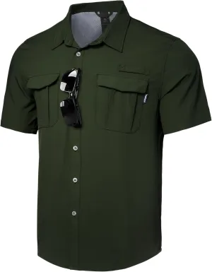 Haimont Men's Sun Protection Shirt Water Resistant Short Sleeve Button Down Shirt Quick Dry Cooling for Hiking Fishing