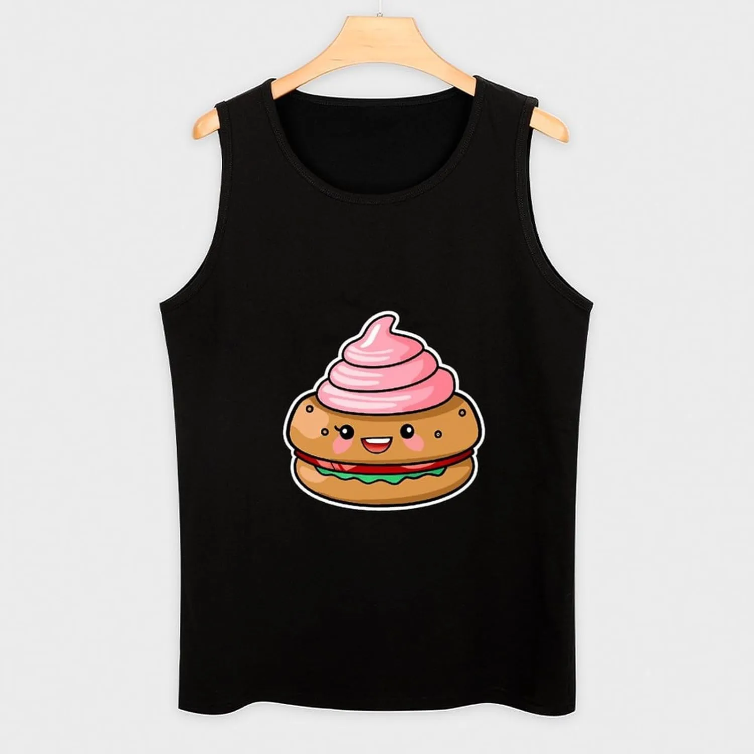Hamburger Poop Mens Tank Top Cotton Undershirt Crewneck Sleeveless Shirt for Summer