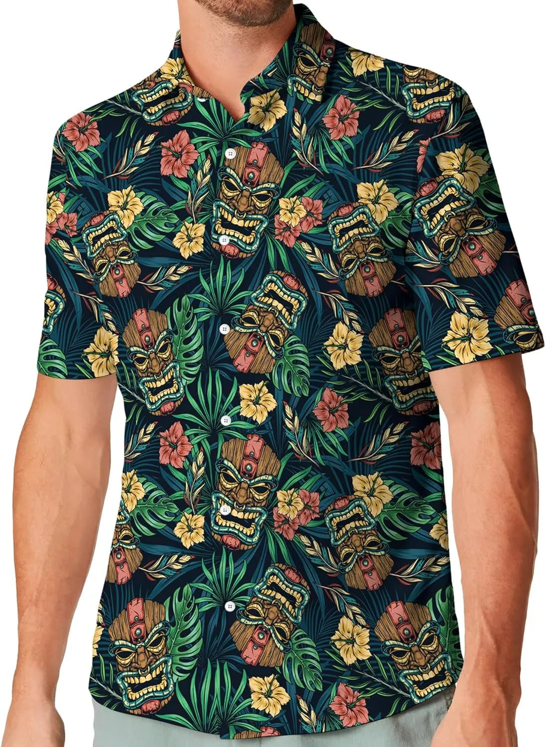 Hawaiian Shirt for Men Short Sleeve Funny Print Button Down Shirts
