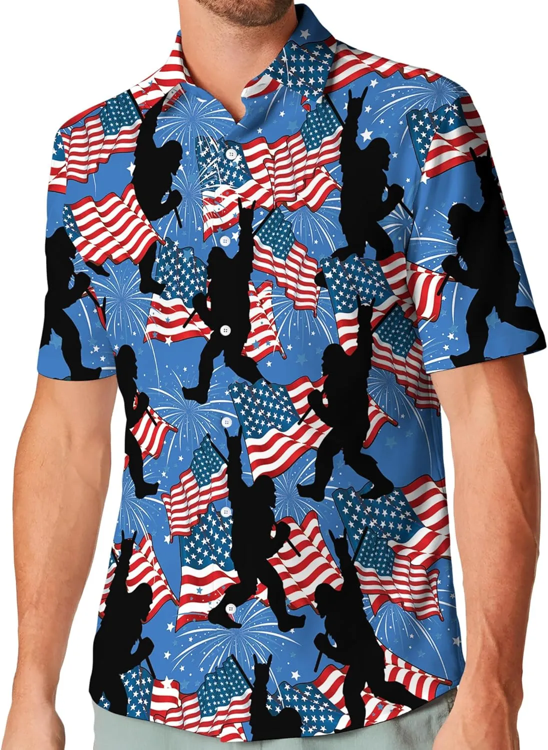 Hawaiian Shirt for Men Short Sleeve Funny Print Button Down Shirts