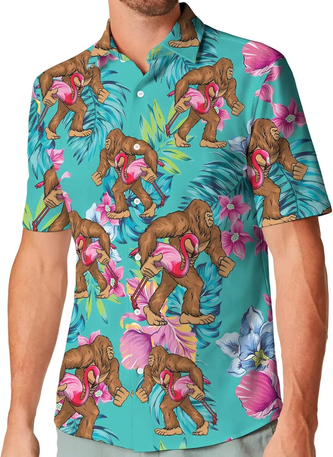 Hawaiian Shirt for Men Short Sleeve Funny Print Button Down Shirts