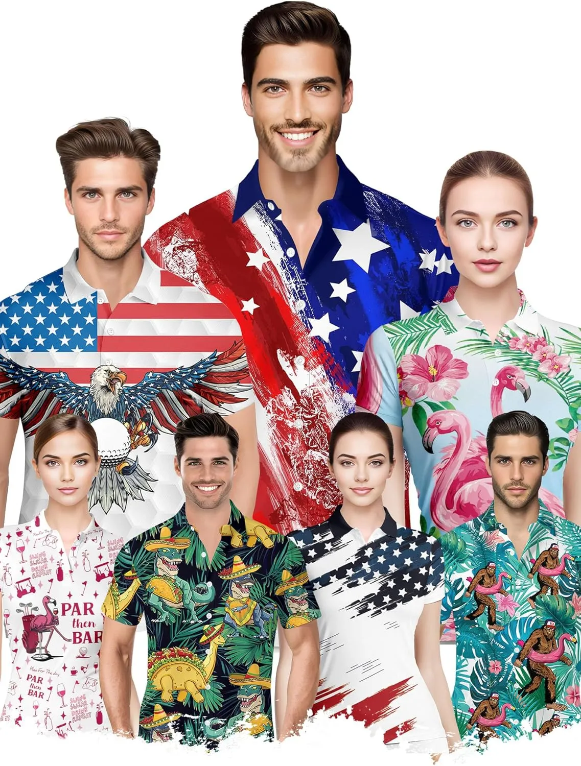 HIVICHI Funny Golf Shirts for Women Cute Crazy Print Moisture Wicking Short Sleeve Polo Shirts for Women