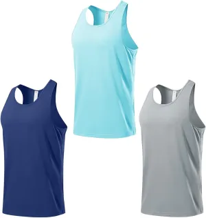 HNVAVQ 3 Pcs Mens Workout Vest Tops Sleeveless Undershirts Breathable Athletic Workout Shirts Fitness Tank Tops