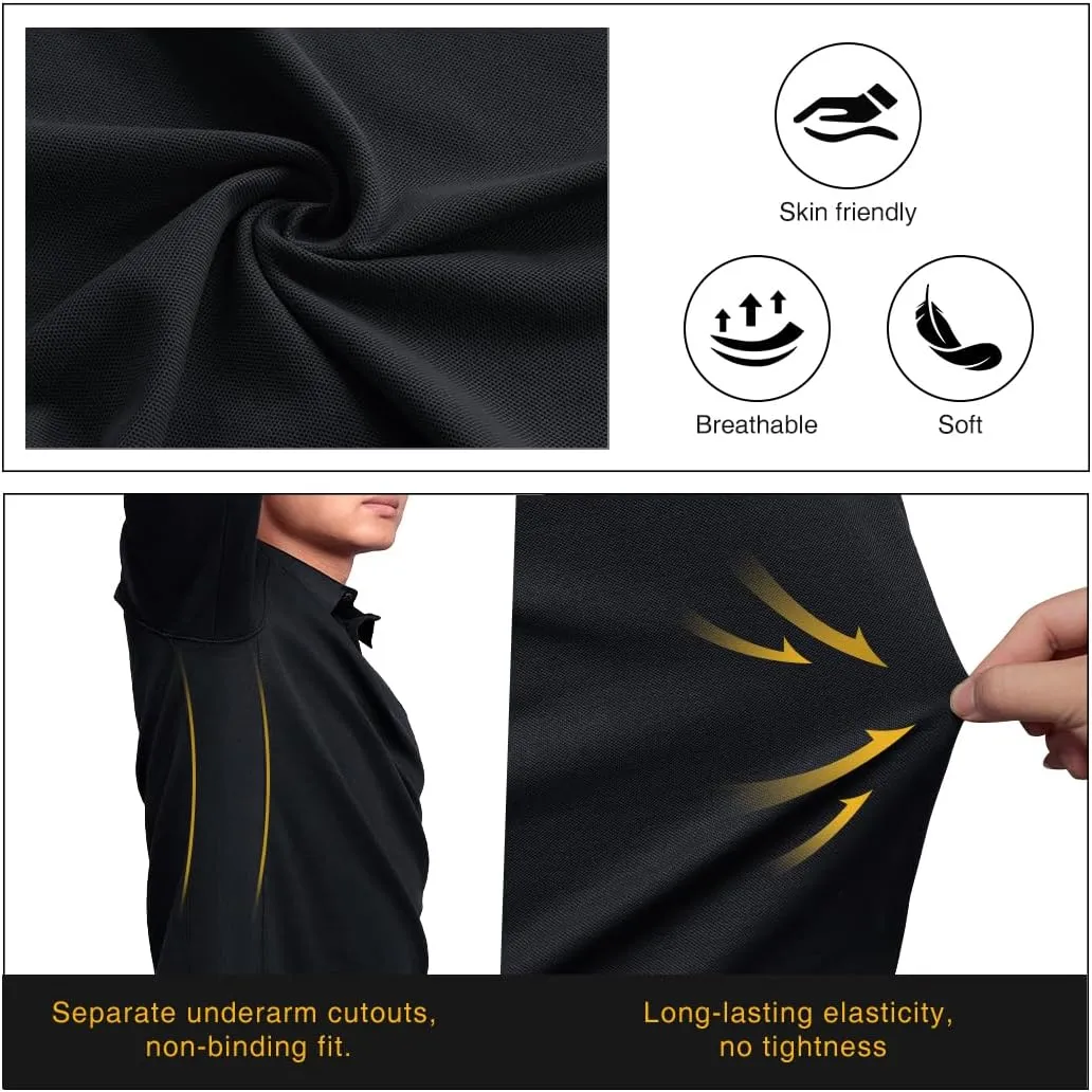 IDOGEAR Men's Shirts Long Sleeve Golf Shirt Quick Dry Collar Shirts Tactical Casual Work Fish Outdoor Clothing